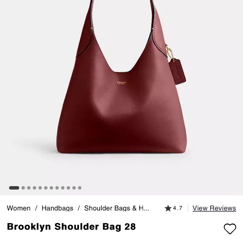 Coach Red Shoulder Bag with Smooth Leather and Wide Strap